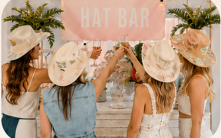 Private party guests wearing custom hats